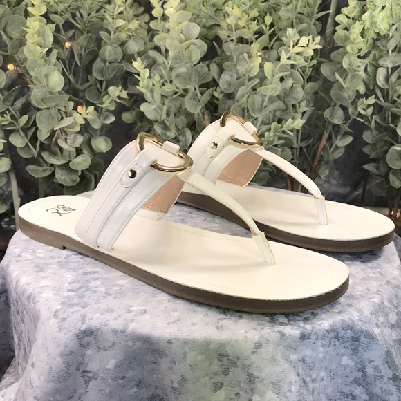 NY&C White Dressy Decorated One Band Thong Sandals Women’s 10M ☀️NWOT☀️ - Picture 12 of 12